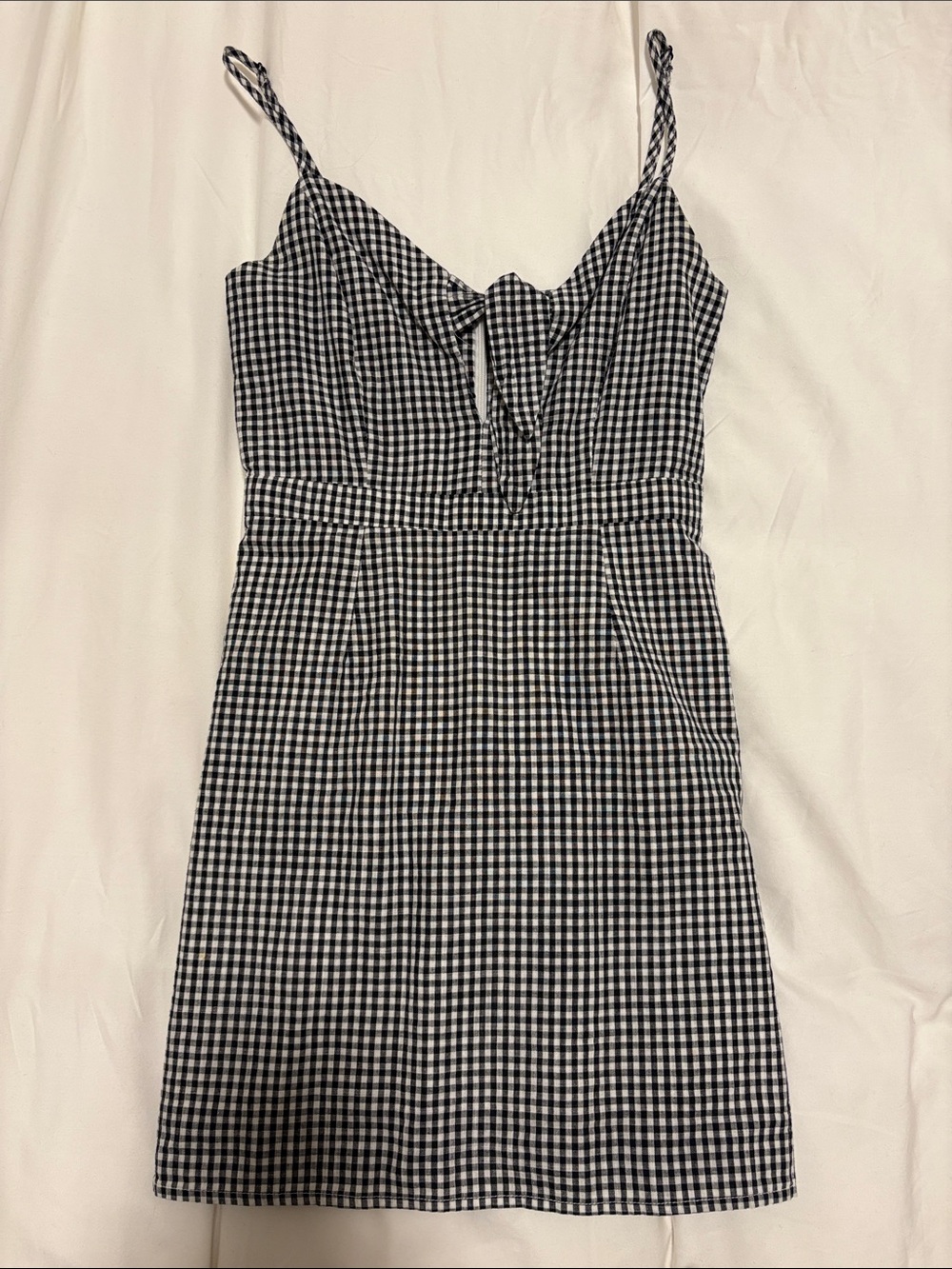 Lulu's Black and White Gingham Tie-Front Mini Dress